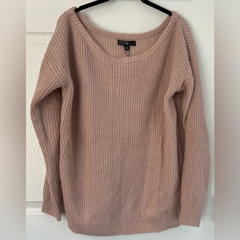 New With tags Missguided Chunky Knit Pale Pink Off the Shoulder Jumper